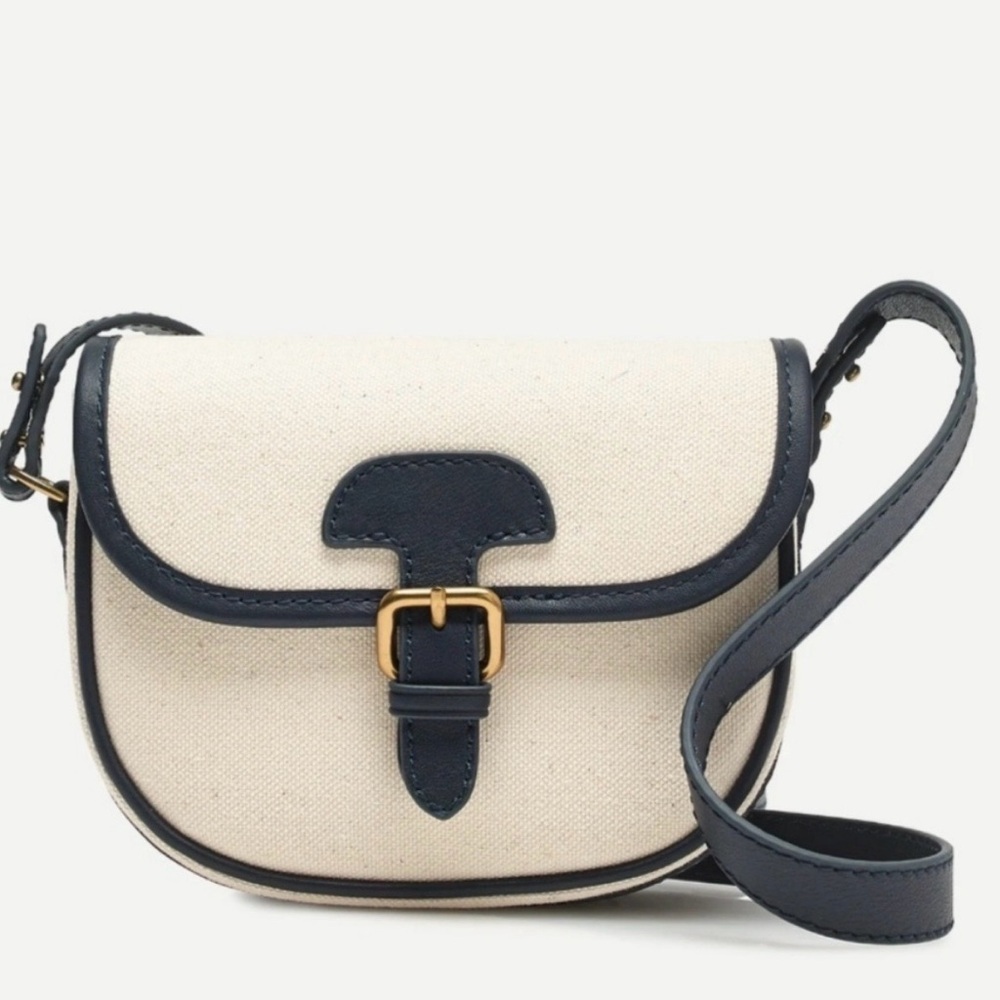 J. Crew Navy and Cream Saddle Crossbody Bag - Like New